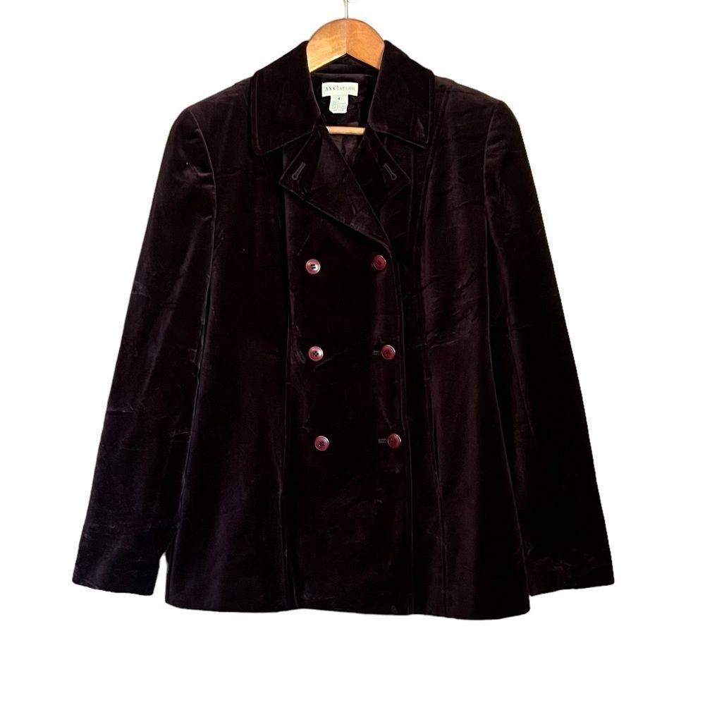 Ann Taylor deep purple/ plum velvet blazer coat‎